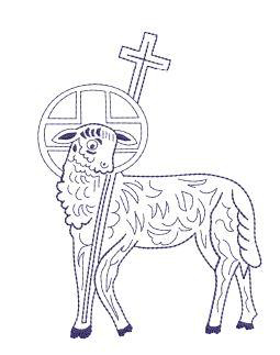 ein Lamm mit einem Kreuz